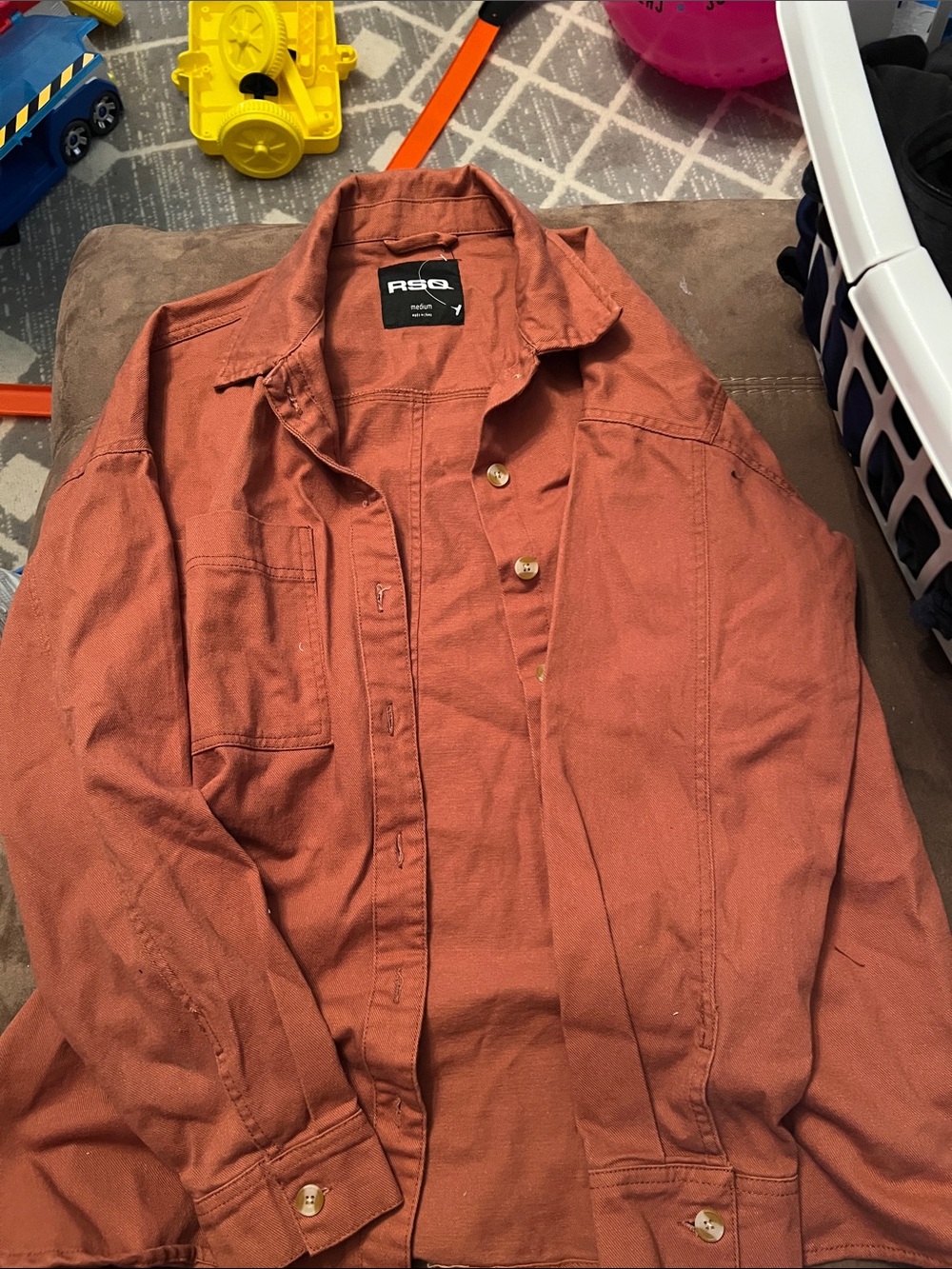 RSQ Men's Rust Orange Button-Down Casual Shirt Jacket